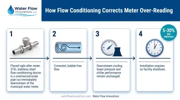 flow conditioning device installation process correcting water meter over-reading