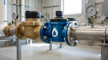 Flow Conditioning Device installation at meter flange showing pipe size compatibility