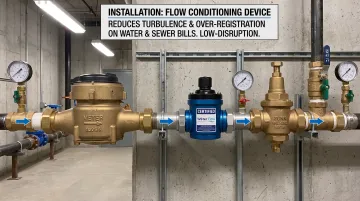 Water Flow Innovations device installed on commercial water meter system
