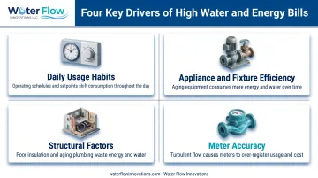 Four key cost drivers infographic for water and energy bills