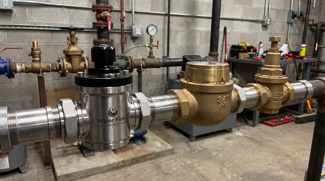 Flow Conditioning Device installed after water meter in mechanical room