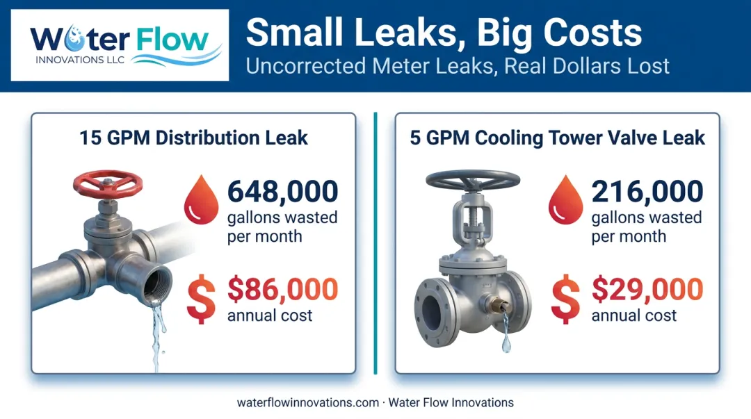 Comparison of small water leaks and annual cost impact chart