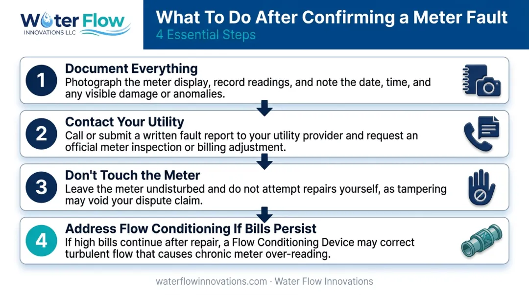 4-step action plan after confirming water meter fault or over-reading