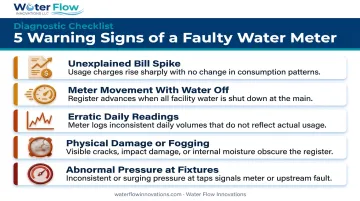 5 warning signs of faulty water meter visual checklist infographic
