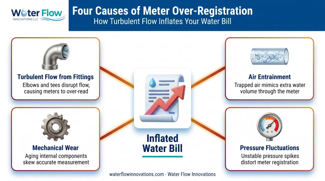 Common causes of water meter over-registration in commercial facilities