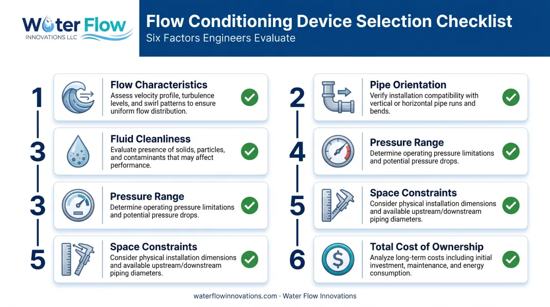 Six-factor checklist for selecting the right check valve type