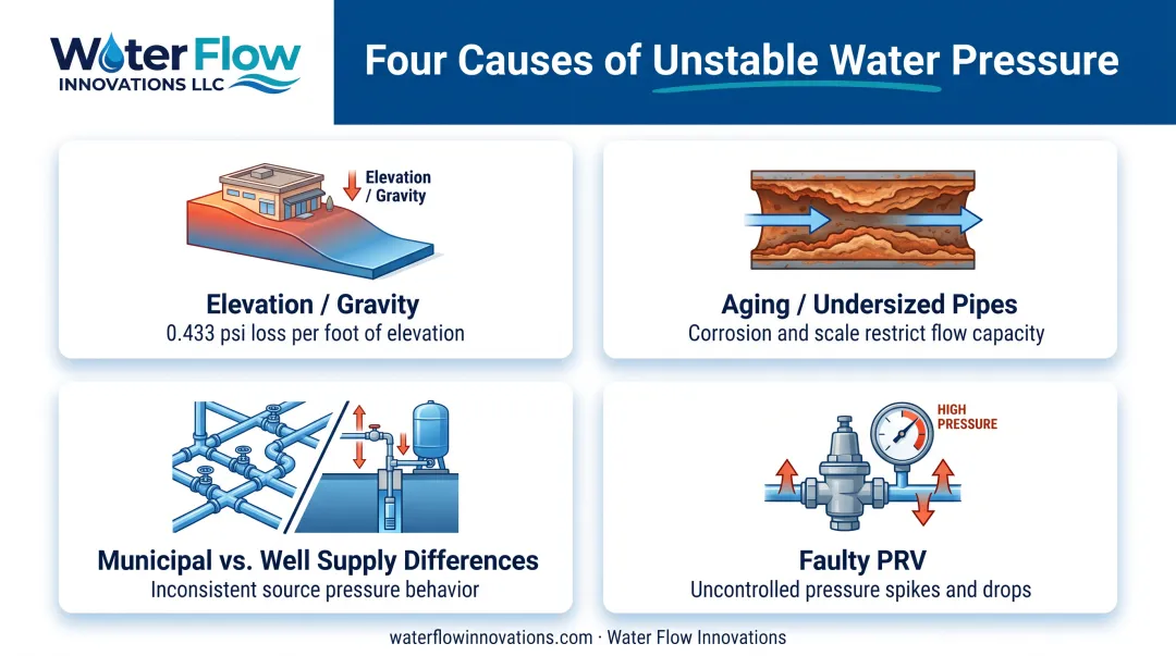 Common causes of unstable home water pressure diagram