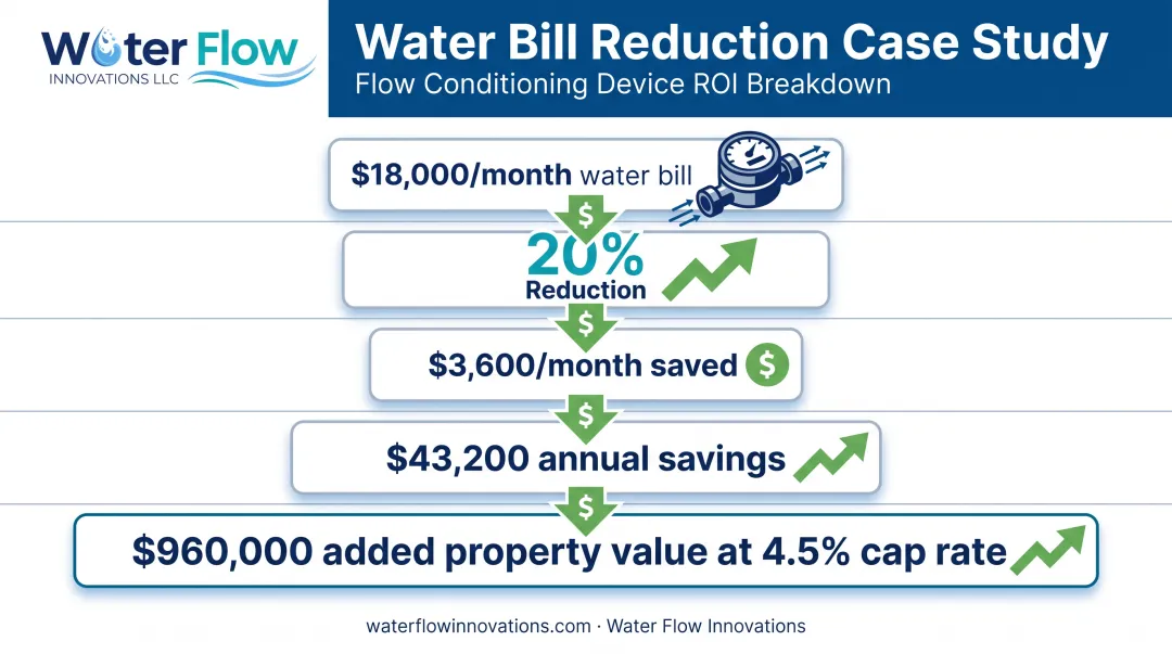 Multifamily property water bill savings and property value increase case study breakdown