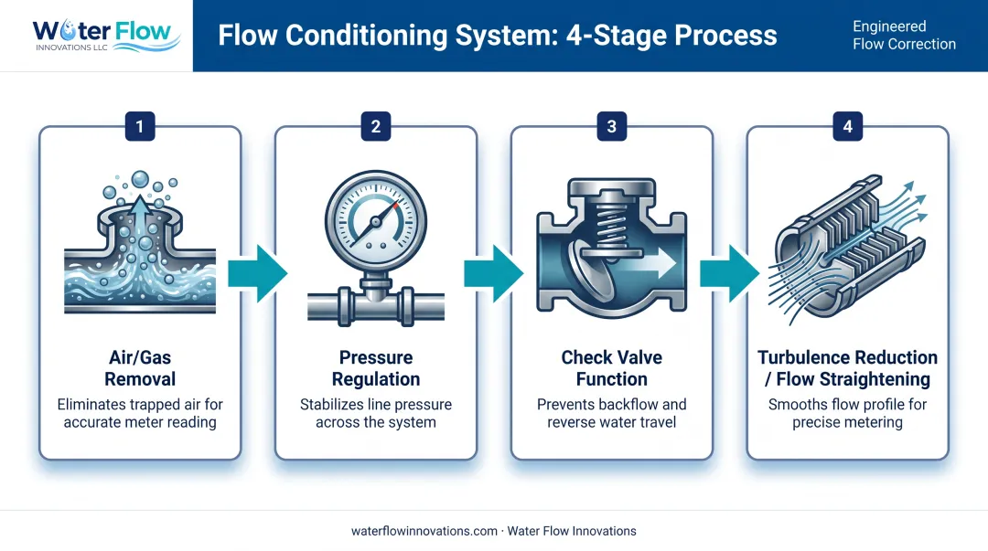 Four component sequence of water flow conditioning system diagram