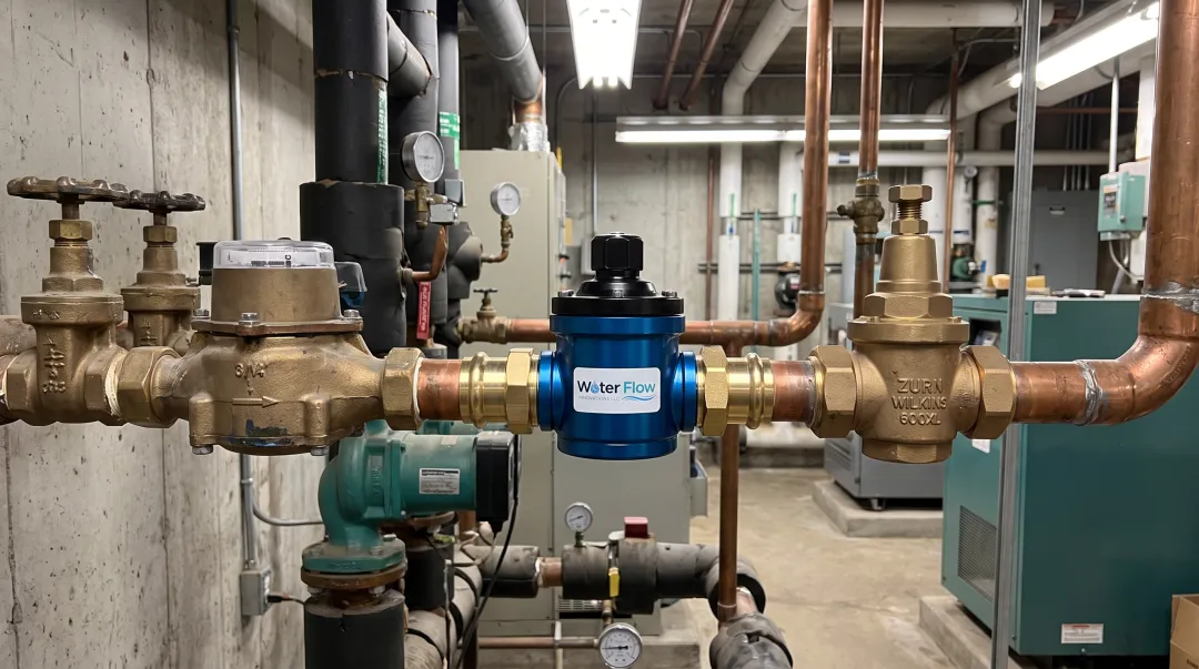 Certified flow conditioning device installed on commercial water pipeline