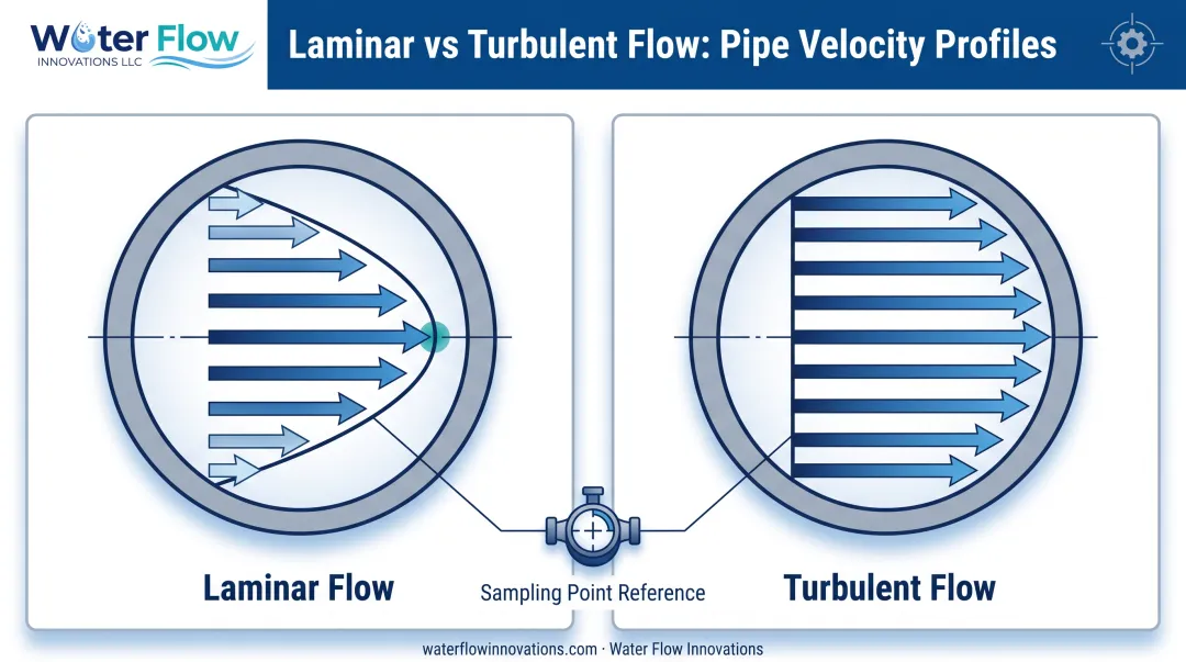 Laminar versus turbulent flow profile comparison inside pipe cross-section