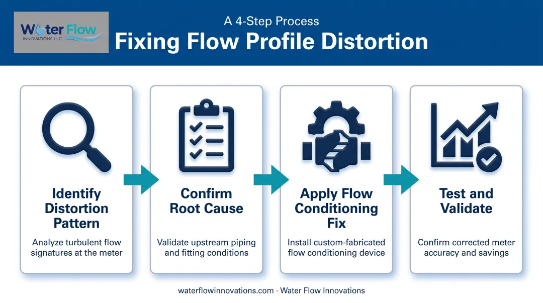 Four-step process for diagnosing and fixing flow profile distortion