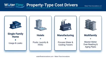Water bill cost drivers by property type comparison chart