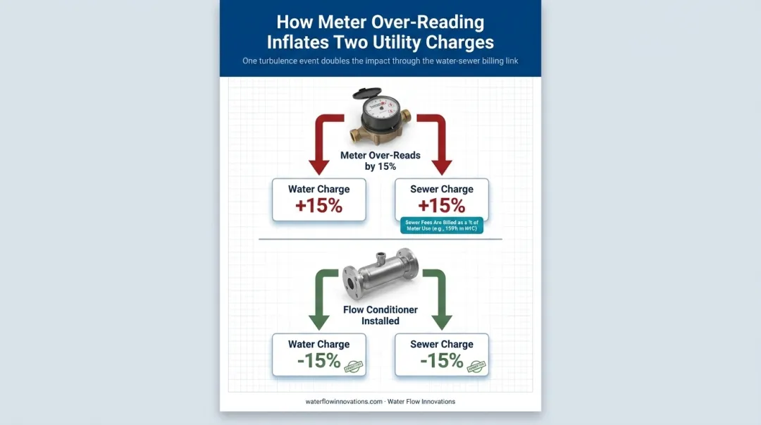 Dual water and sewer billing impact from meter over-reading correction