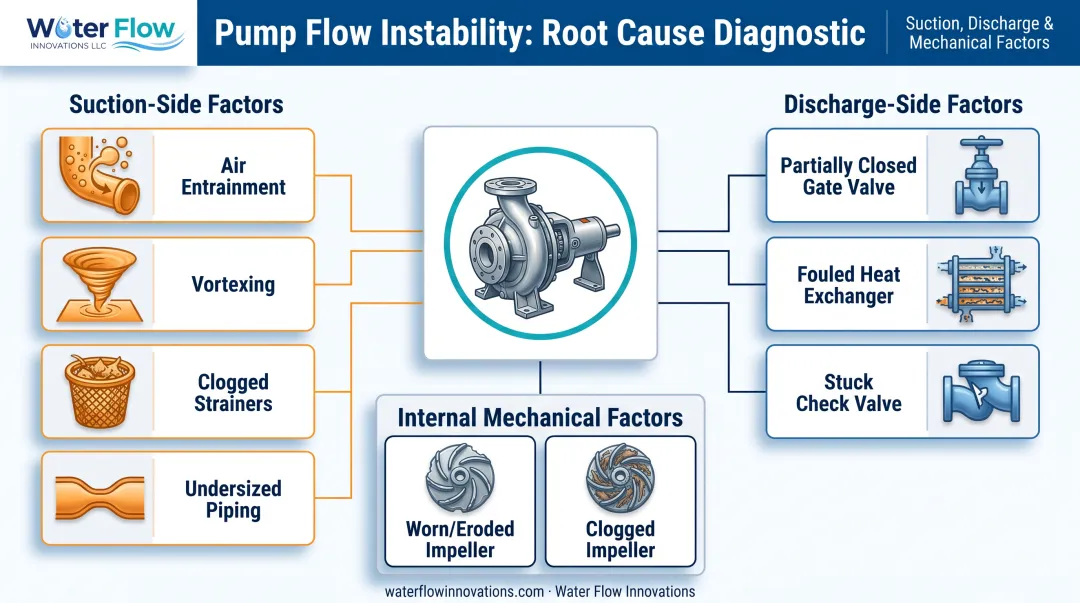 Suction and discharge side causes of unstable pump flow diagram