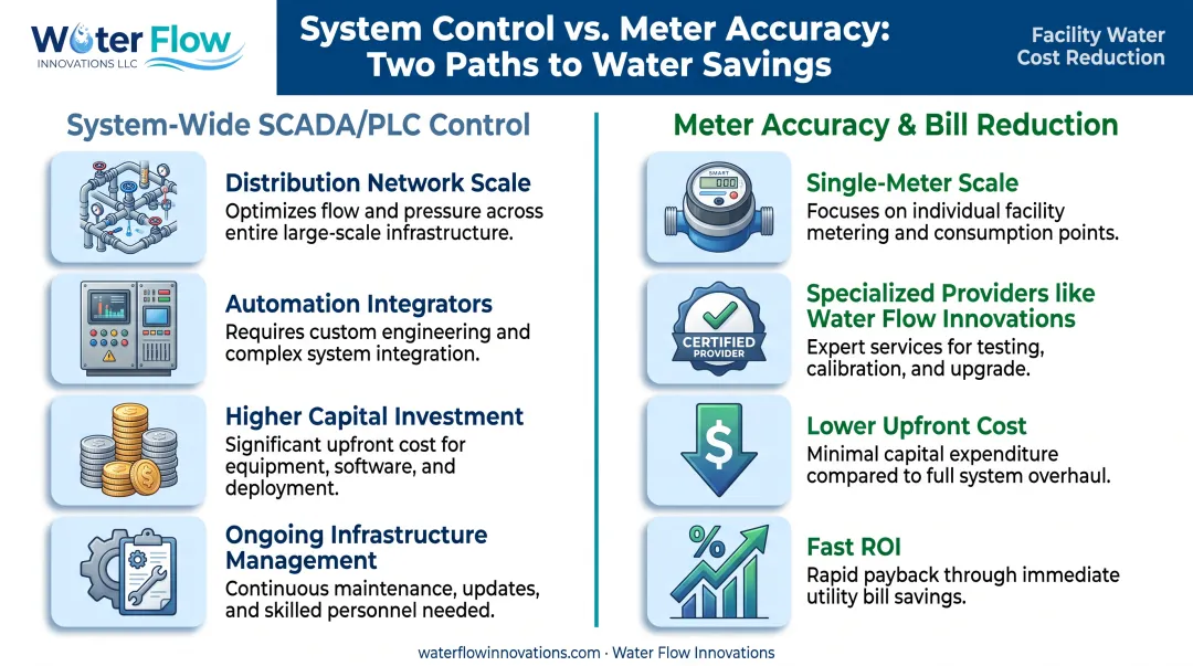 Comparison chart choosing SCADA integrators versus meter accuracy providers