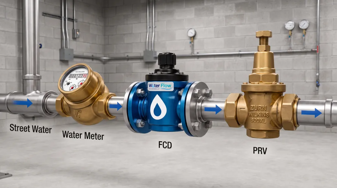 Stainless steel Flow Conditioning Device installed at water meter connection