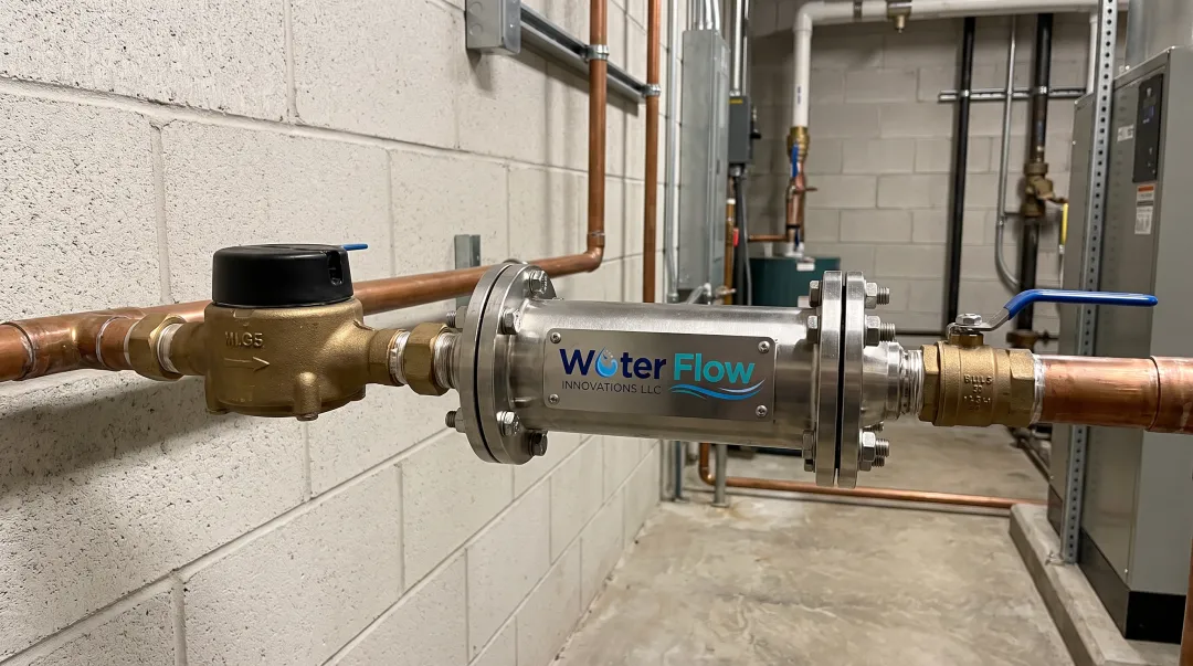 Flow Conditioning Device installed on facility water meter piping
