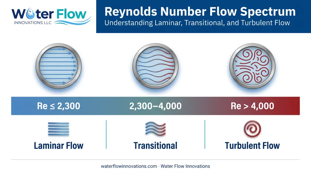 Reynolds number ranges for laminar transitional and turbulent pipe flow