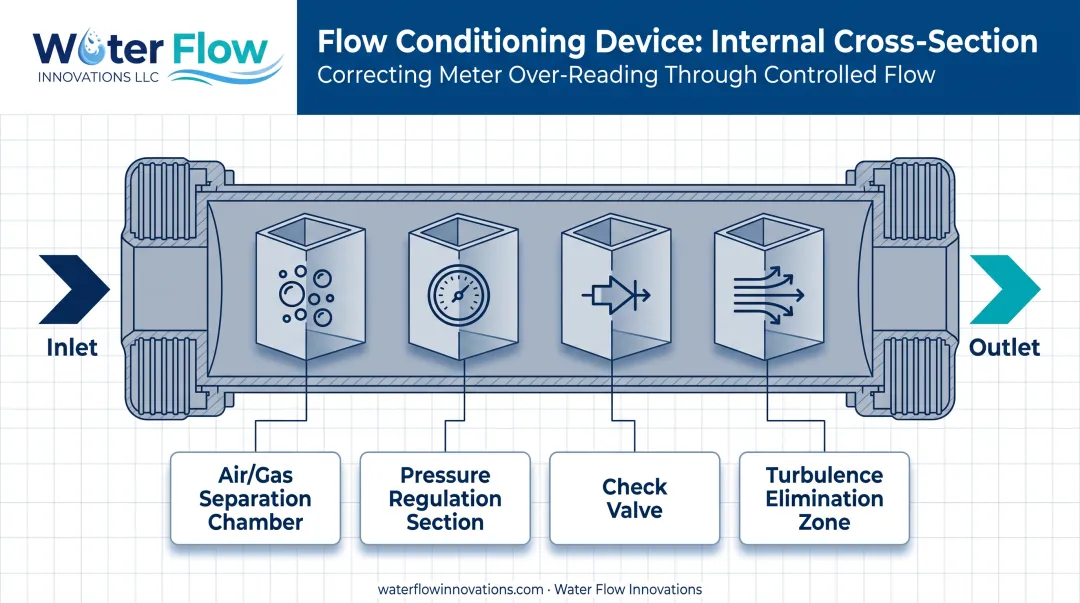 Flow Conditioning Device four-component stabilization system diagram