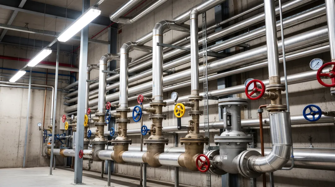 Water hammer pressure surge damage on industrial pipe fittings