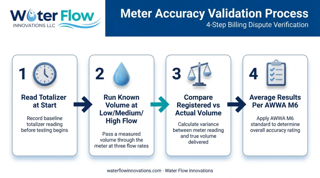 4-step process to test and validate water meter accuracy for billing disputes