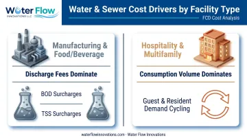 Water cost drivers comparison by facility type manufacturing versus hospitality