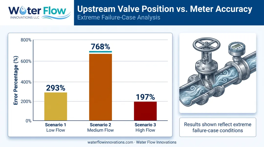 Valve throttling effects on water meter error percentage chart