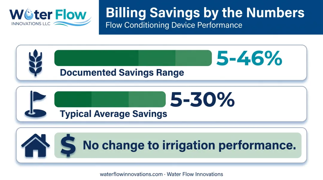 Water bill savings percentage breakdown across agriculture golf and estates