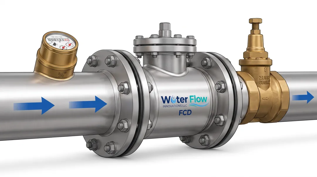 Flow Conditioning Device installed on municipal water meter piping system