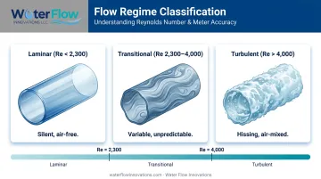 Three water flow regimes comparison chart laminar transitional and turbulent