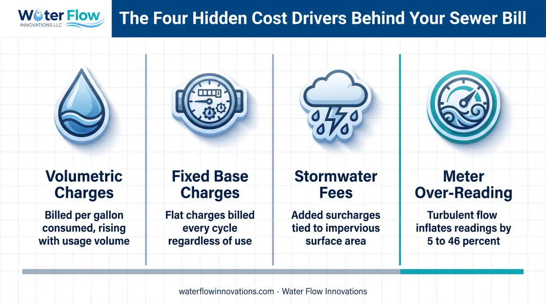 Four key cost drivers breakdown of commercial sewer bills