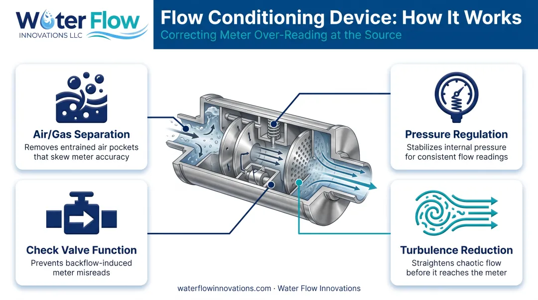 Flow Conditioning Device four core functions breakdown diagram