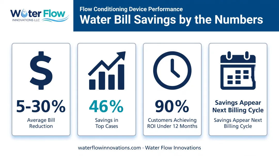 Documented cost savings statistics from certified flow conditioning devices