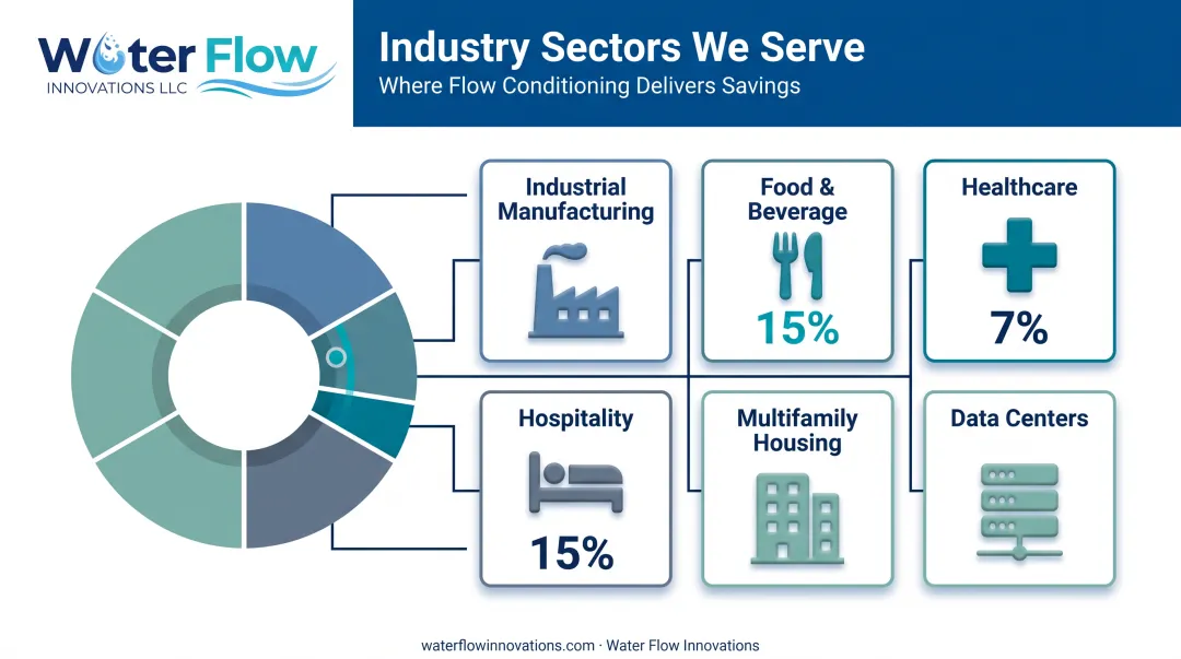High water-use industries percentage breakdown of commercial water consumption
