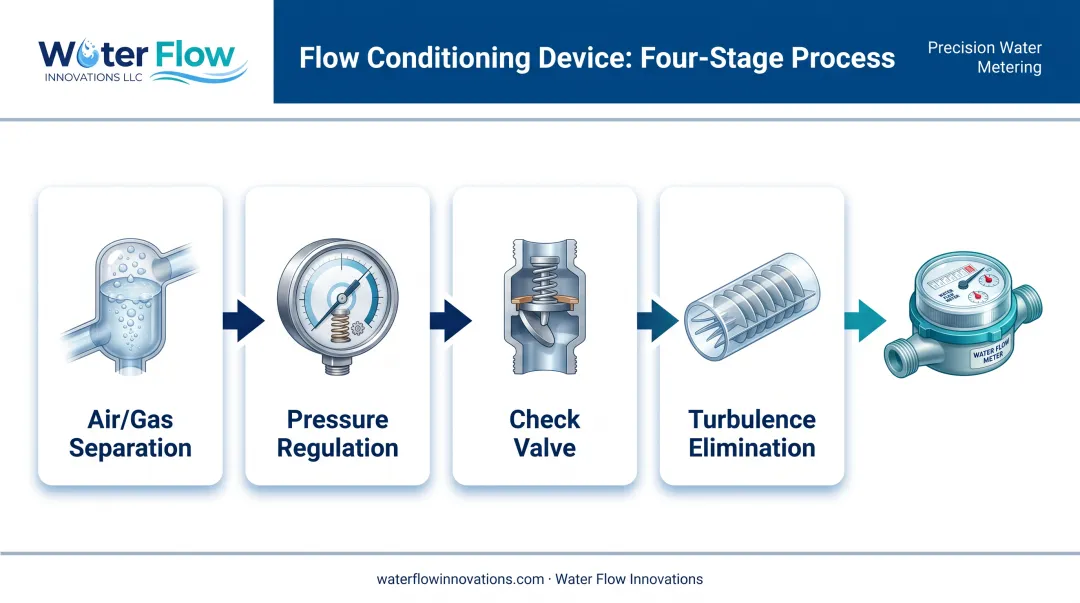 Four-component Flow Conditioning Device system diagram for meter accuracy