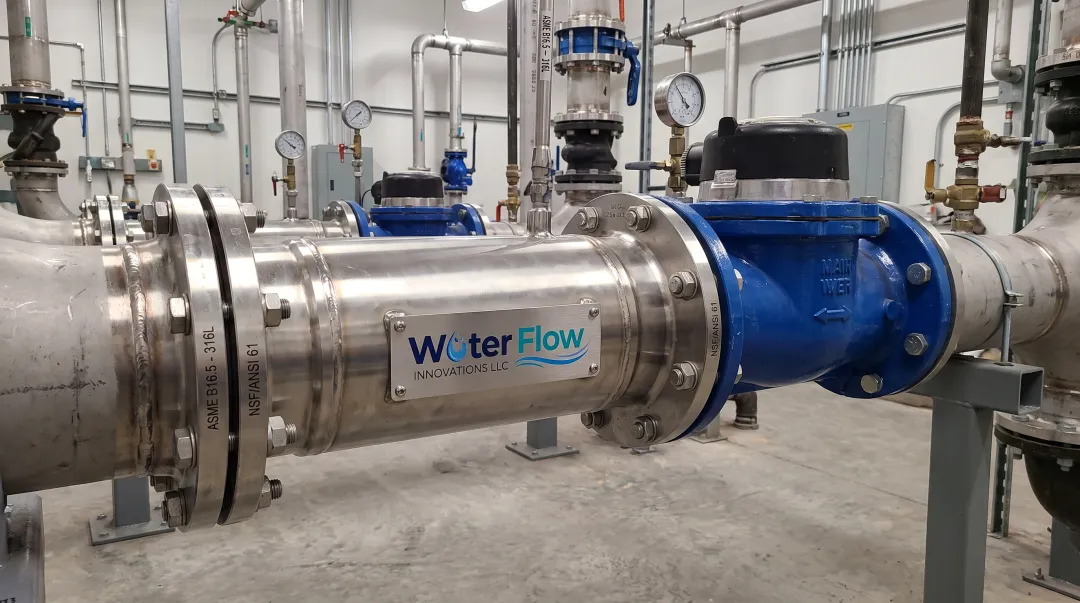 Stainless steel Flow Conditioning Device installed at facility water meter