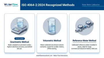 Three water meter calibration methods comparison gravimetric volumetric and reference meter