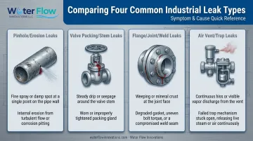 Four common steam pipe leak types symptoms and causes comparison
