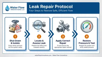 4-step steam pipe repair process from isolation to testing flow