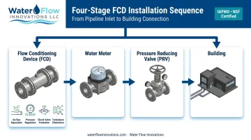 FCD water meter PRV installation sequence process flow diagram