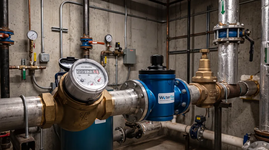 Flow Conditioning Device installed on commercial pipeline near water meter