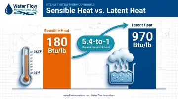 Sensible heat versus latent heat energy comparison in steam generation