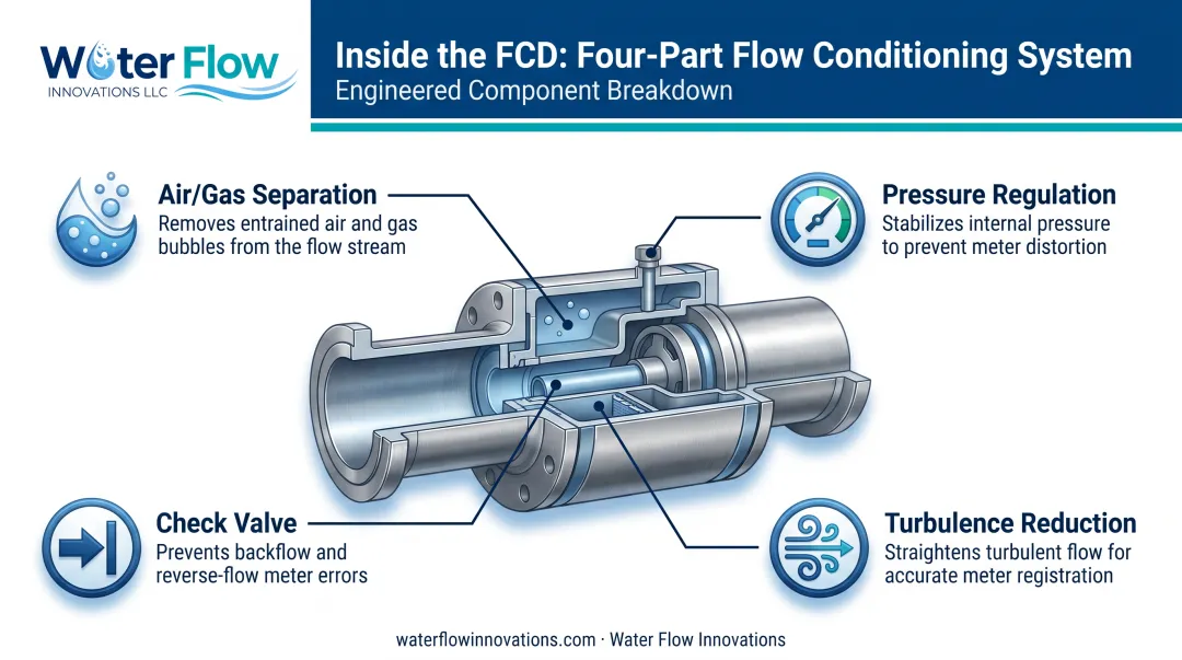 FCD four-component system correcting distorted water flow profiles