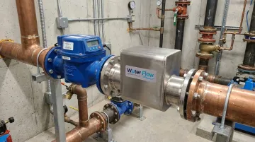 Flow Conditioning Device installed on commercial water meter piping