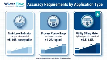 Flow meter accuracy requirements compared across three application tiers