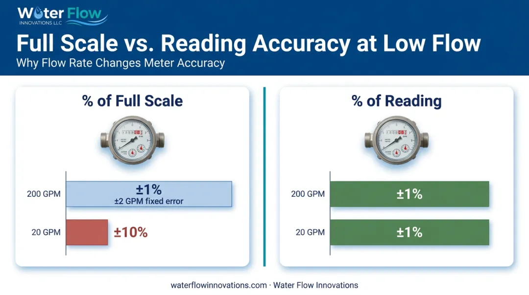 Percent of full scale versus percent of reading accuracy comparison chart
