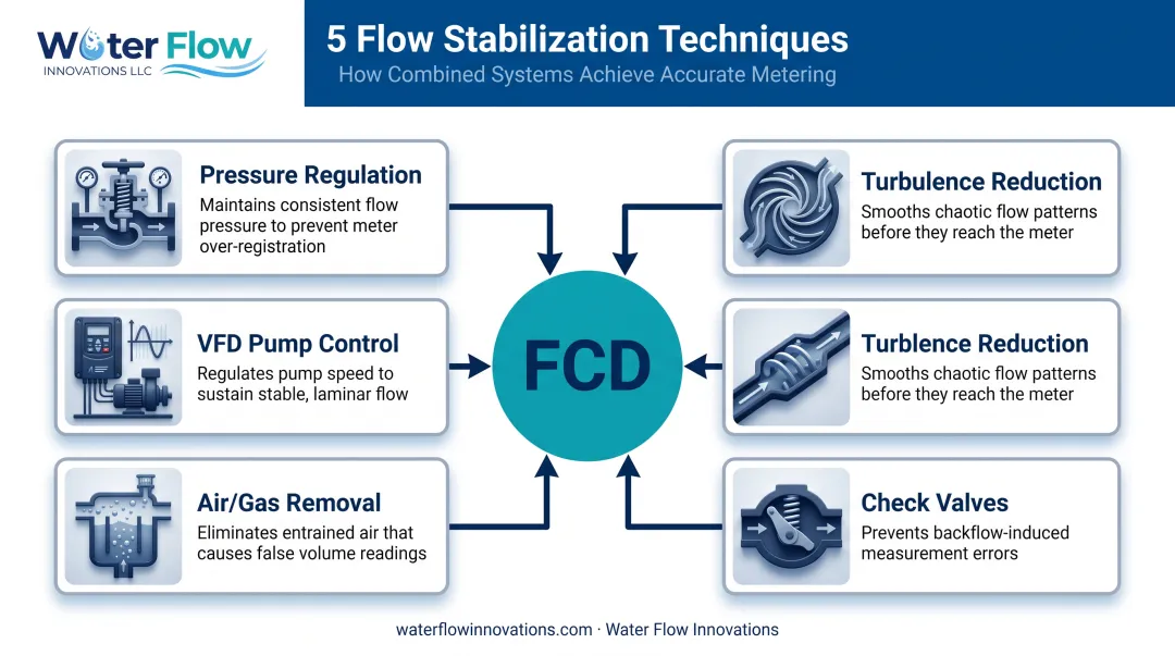 Five flow stabilization techniques for industrial piping systems compared