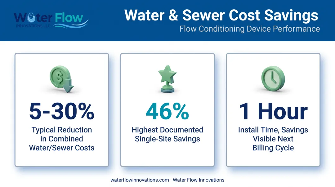 FCD documented water and sewer cost savings statistics breakdown