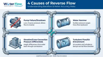 Four main causes of reverse flow in piping systems